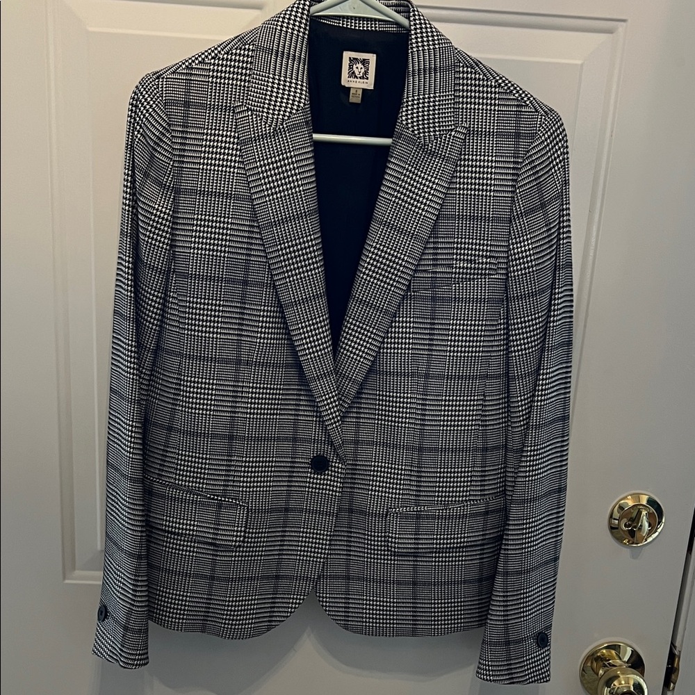 Anne Klein Black and White Plaid Blazer